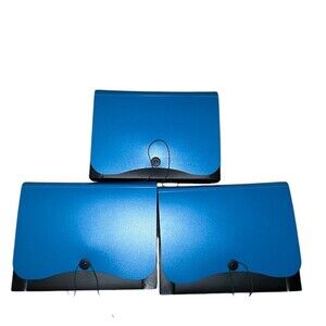 Lot of 3 Smead Expandable Accordion File Folders Snap & Elastic A-Z Blue